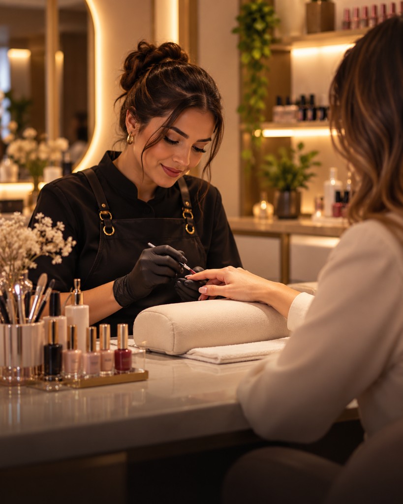 Esmaltação em atendimento de unhas